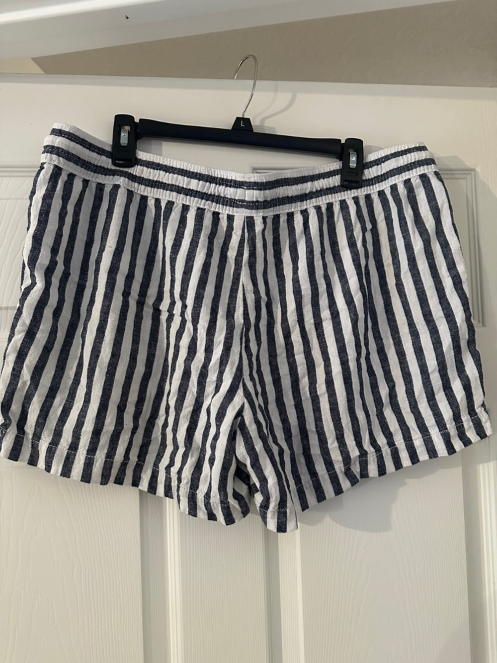 St. John's Bay Navy and White Striped Drawstring Athletic Shorts - Picture 4 of 4